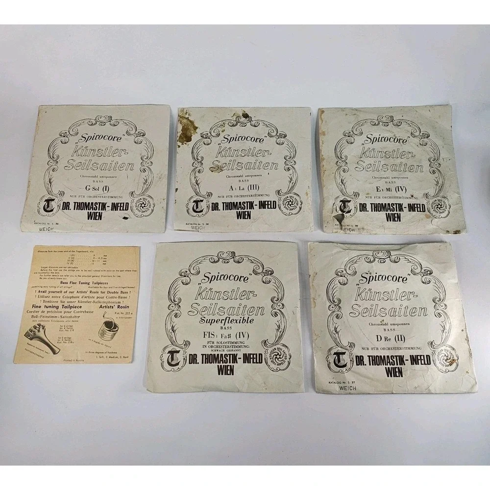 Vtg Spirocore Kunstler-Seilsaiten Thomastik-Infeld Upright Bass String Set 1-5